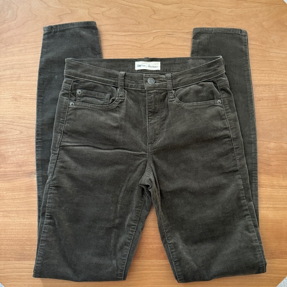 Gap True Skinny Corduroy Pants in Olive Green (Size 28 Tall) - Picture 3 of 8
